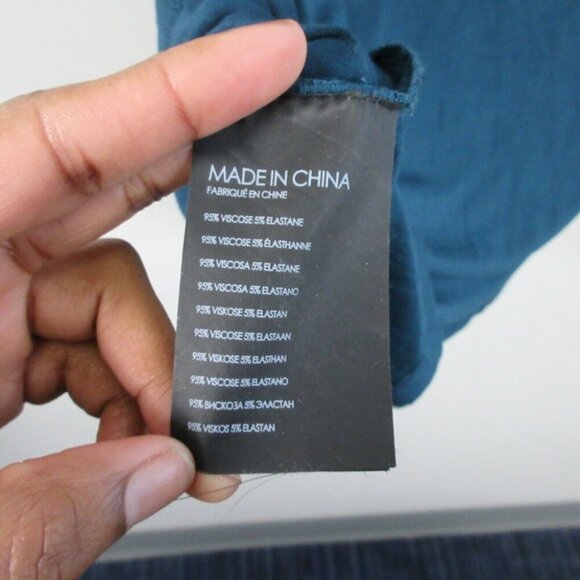 Club Monaco Short Sleeve Mock Neck Blouse Women S Blue Viscose Blend Boxy 172 - Picture 5 of 8